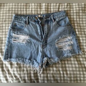 Billabong x The Salty Blonde Light Blue Distressed Denim Shorts